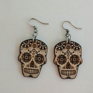 day of the dead sugar skul earrings